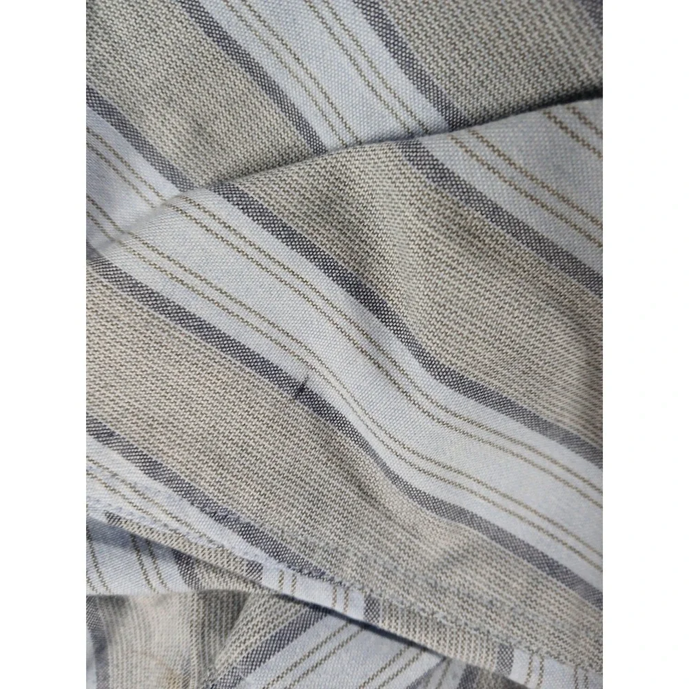 Vtg Levis Silver Label Mens M Striped Button Down Shirt Blue Grey Long Sleeve